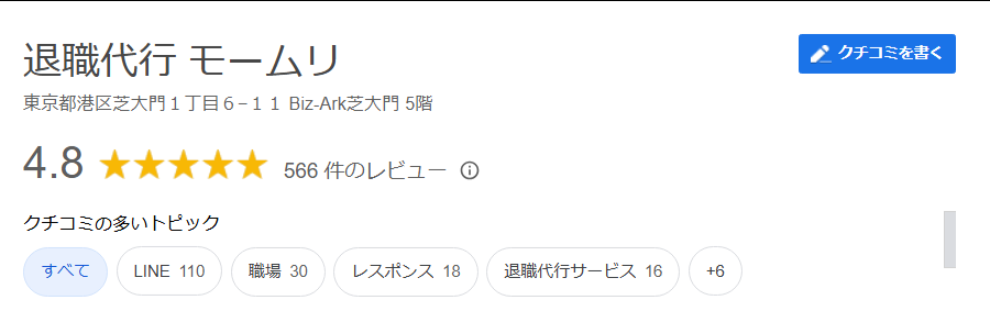 Googleのクチコミ全体