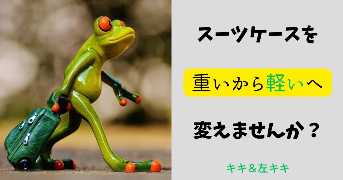 スーツケースを引く蛙